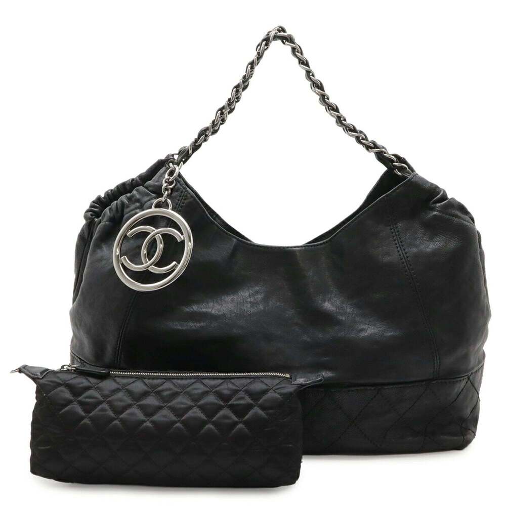 CHANEL Black Leather Shoulder Bag - Picture 1 of 10